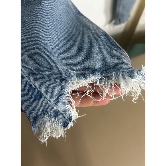 American Eagle 90s Skinny High Rise Stretch Blue Jean 27 W 4 Regular Raw Hem NWT - Picture 13 of 14